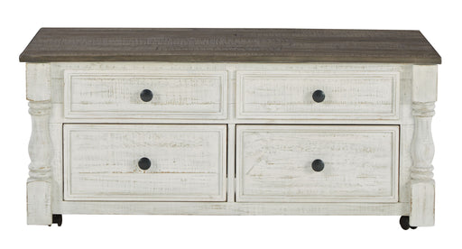 Havalance - White / Gray - Lift Top Cocktail Table with Storage Drawers - JaxCo Furniture