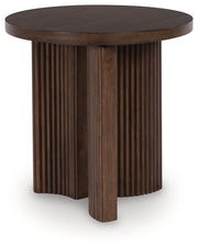 Korestone - Dark Brown - Round End Table - JaxCo Furniture