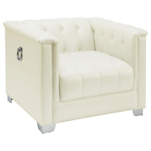 Chaviano - Upholstered Track Arm Accent Chair - Pearl White - JaxCo Furniture