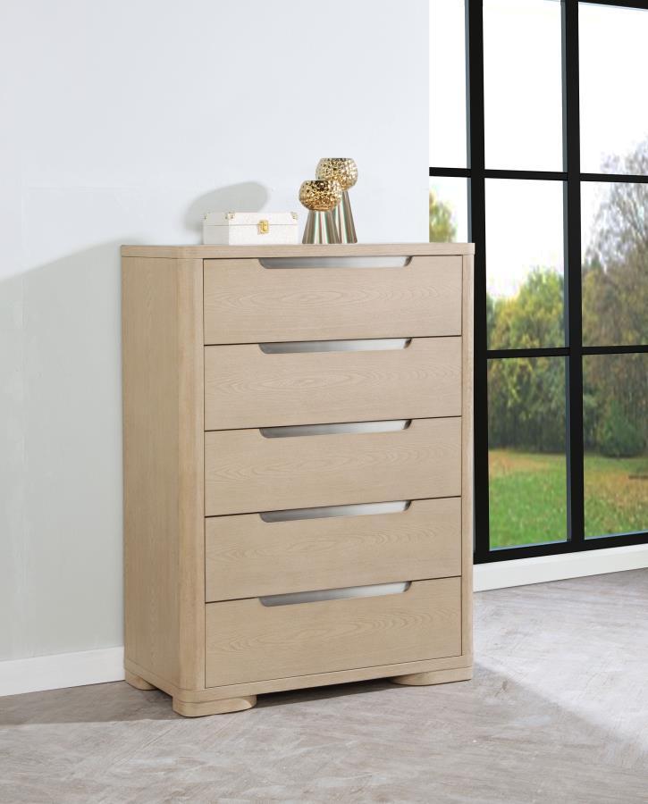 Ladera - 5-Drawer Bedroom Chest Of Drawers - Light Elm - JaxCo Furniture