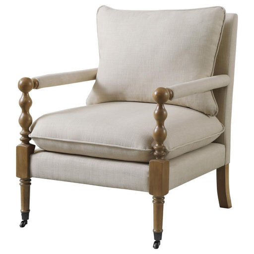 Dempsy - Upholstered Accent Chair With Casters - Beige - JaxCo Furniture