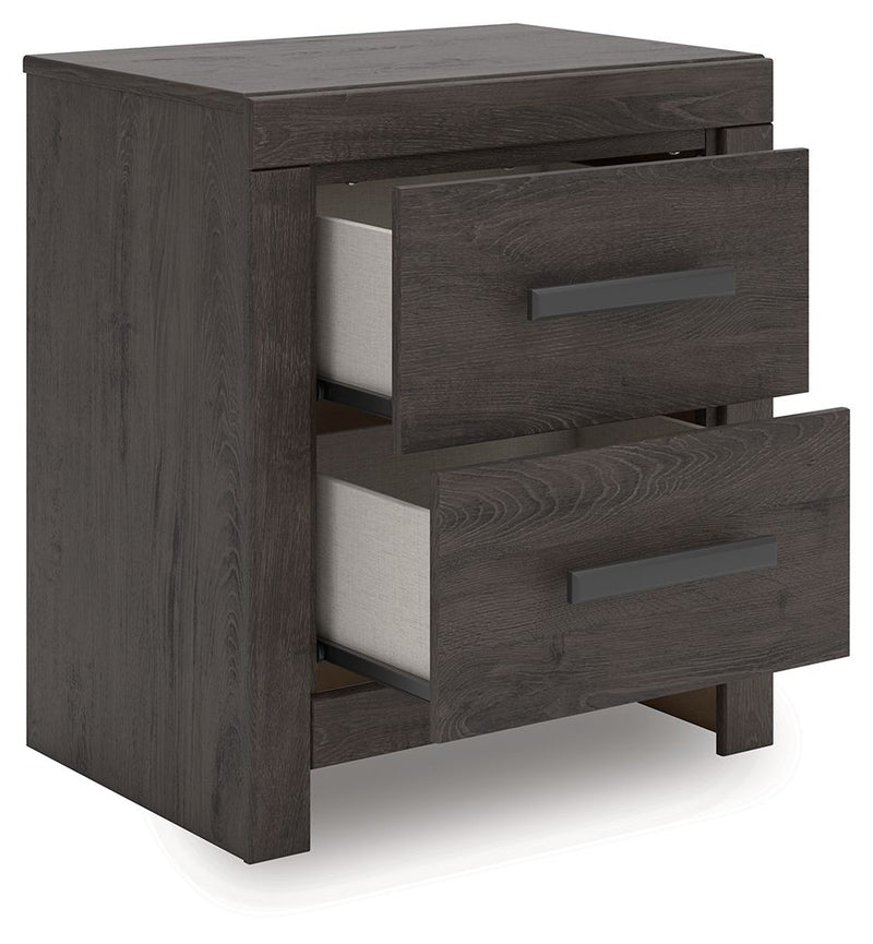 Prendonea - Charcoal - Two Drawer Night Stand - JaxCo Furniture