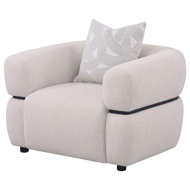 Jeanette - Fabric Upholstered Round Arm Accent Chair - Beige - JaxCo Furniture