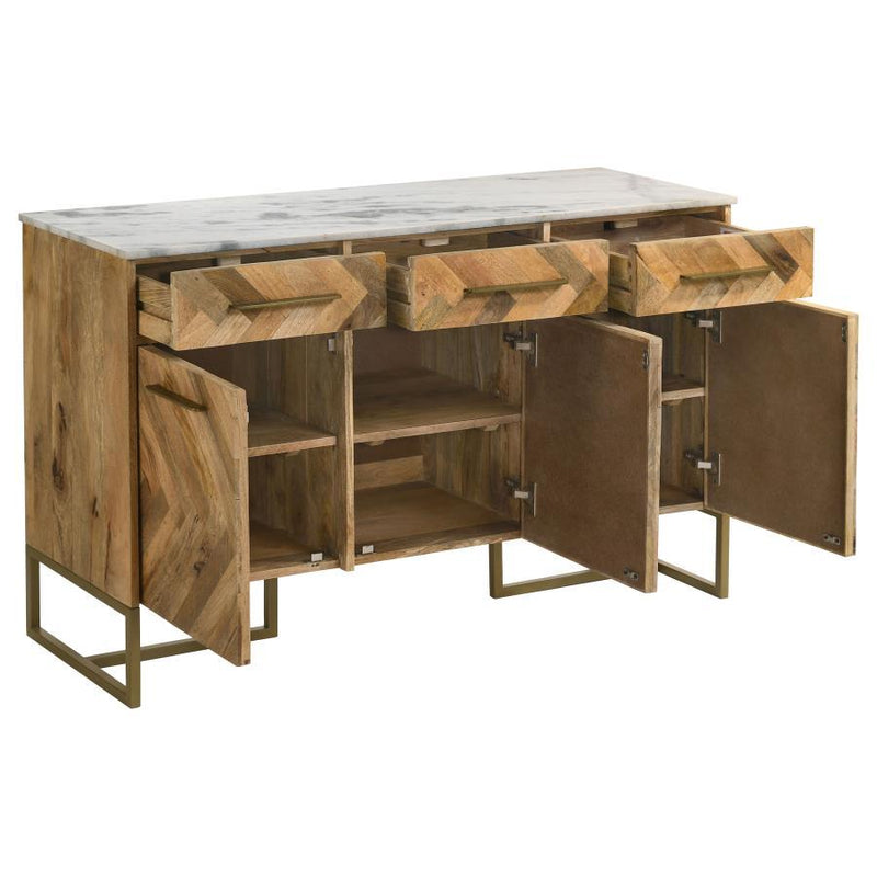 Keaton - Marble Top Herringbone Accent Cabinet - JaxCo Furniture