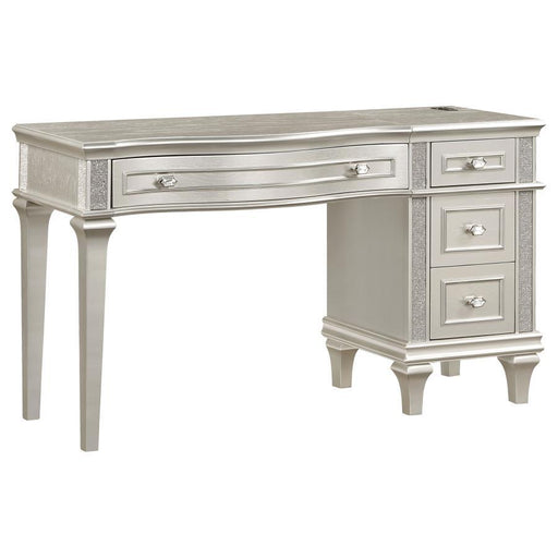 Evangeline - 4-Drawer Vanity Set With Stool - Silver Oak - JaxCo Furniture