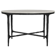 Hermas - Round Genuine Marble Top Metal Coffee Table - White - JaxCo Furniture
