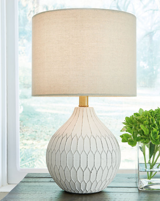 Wardmont - White - Ceramic Table Lamp - JaxCo Furniture