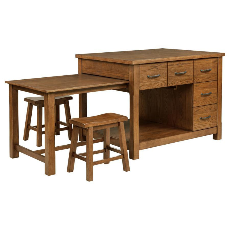 Mayfair - 3 Piece Kitchen Island With Extension Table - Dark Oak - JaxCo Furniture