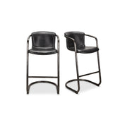 Freeman - Leather Barstool (Set of 2) - Onyx Black - JaxCo Furniture