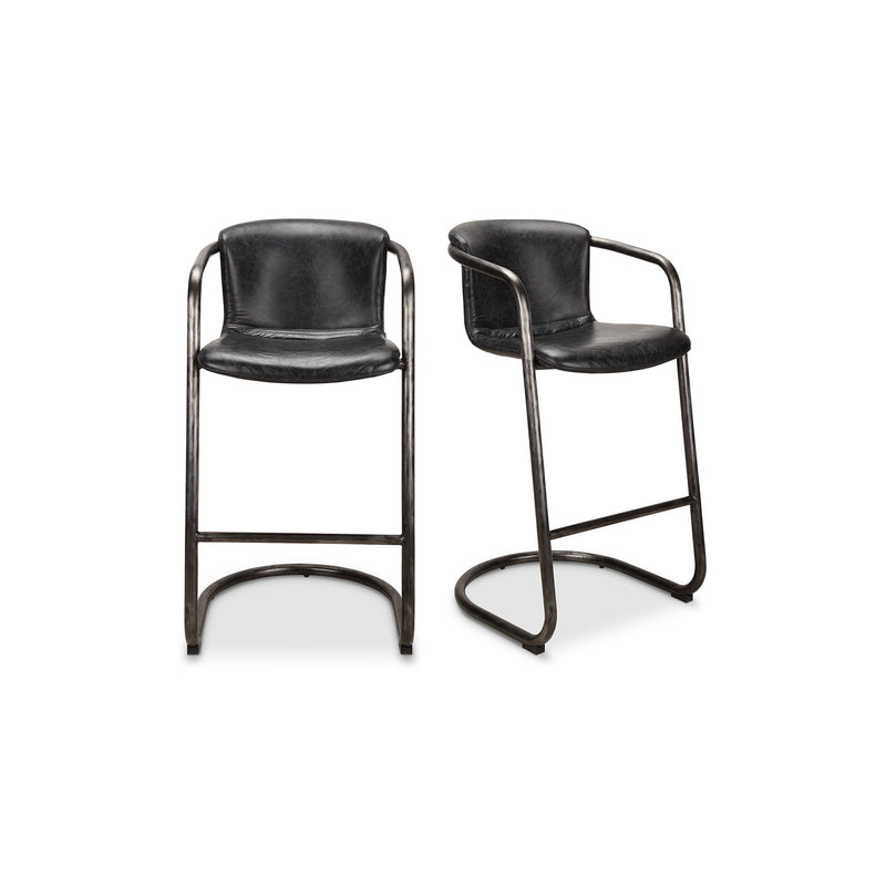 Freeman - Leather Barstool (Set of 2) - Onyx Black - JaxCo Furniture
