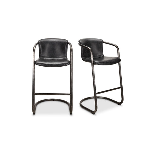 Freeman - Barstool Leather (Set of 2) - Onyx Black - JaxCo Furniture