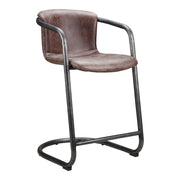 Freeman - Leather Counter Stool (Set of 2) - Grazed Brown - JaxCo Furniture