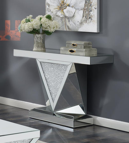 Amore - Mirrored Acrylic Entryway Sofa Console Table - Silver - JaxCo Furniture