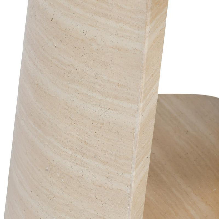 Rosen - Outdoor Concrete Round End Table - Travertine - JaxCo Furniture