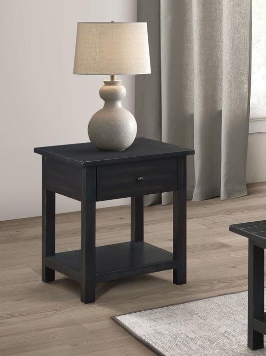 Payne - 1 Drawers Wood End Table with Shelf