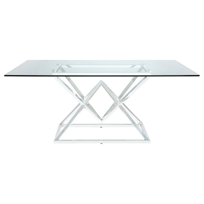 Beaufort - Rectangular Glass Top Dining Table - Chrome - JaxCo Furniture