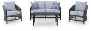 Bridges Beach - Loveseat, Lounge Chairs, Table Set (Set of 4) - Gray - JaxCo Furniture