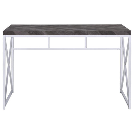 Grimma - Writing Office Desk - Rustic Gray And Chrome - JaxCo Furniture