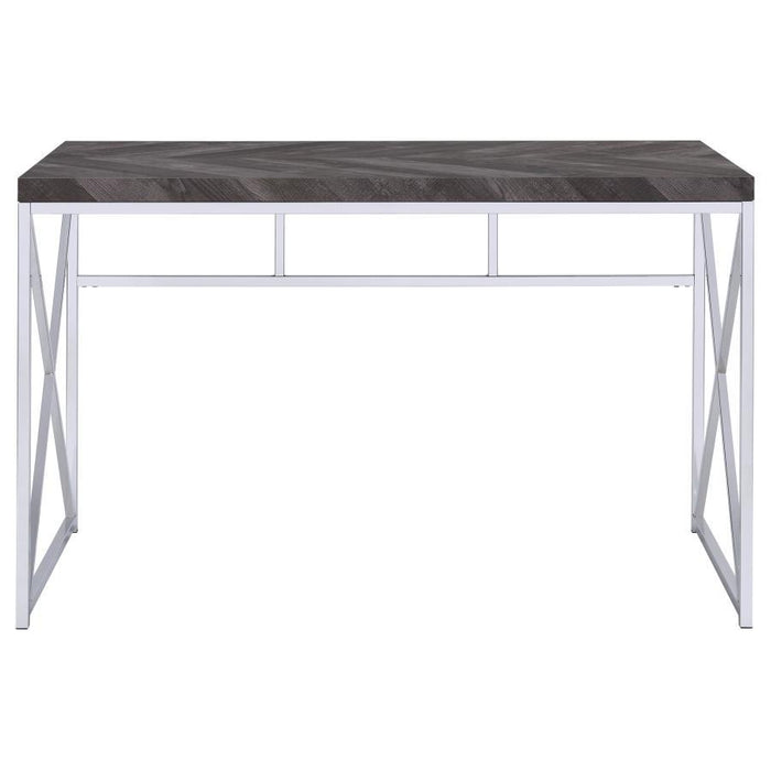 Grimma - Writing Office Desk - Rustic Gray And Chrome - JaxCo Furniture