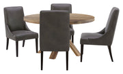 Crossings - Downtown Round Dining Table With 4 Upholstered Chairs - Amber & Dark Gray - JaxCo Furniture