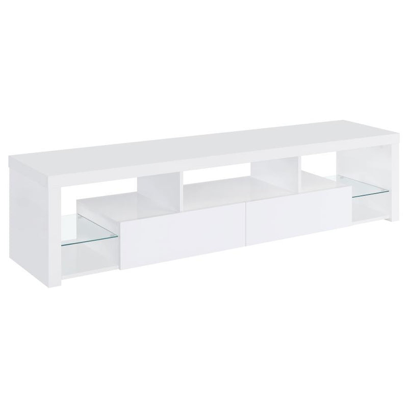 Jude - 2-Drawer Engineered Wood TV Stand - High Gloss White - JaxCo Furniture