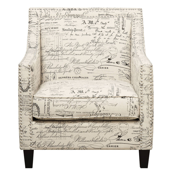 Erica - Chair & Ottoman - Beige / French Script - JaxCo Furniture