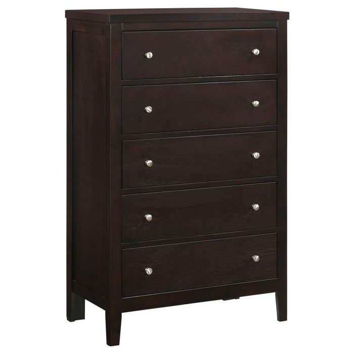 Carlton - 5-Drawer Bedroom Chest - Cappuccino - JaxCo Furniture