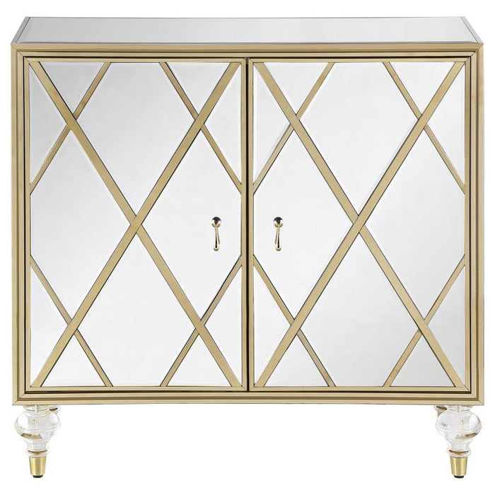 Astilbe - 2-Door Mirrored Accent Cabinet - Silver And Champagne - JaxCo Furniture