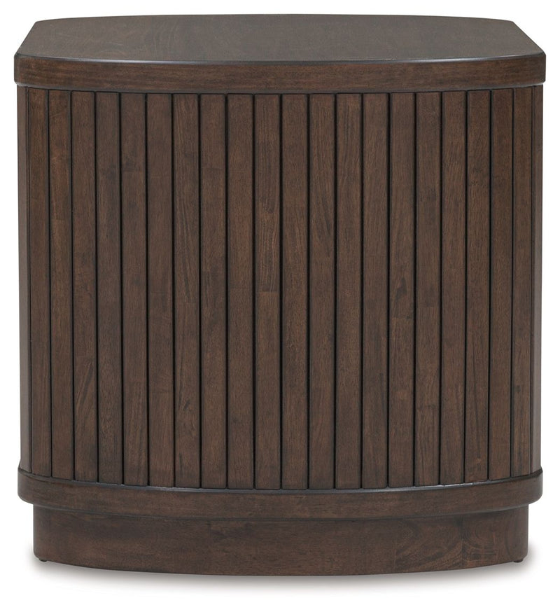 Korestone - Dark Brown - Square End Table - JaxCo Furniture