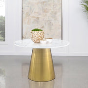 Ambrose - Round Marble Top Dining Table - Brushed Gold - JaxCo Furniture