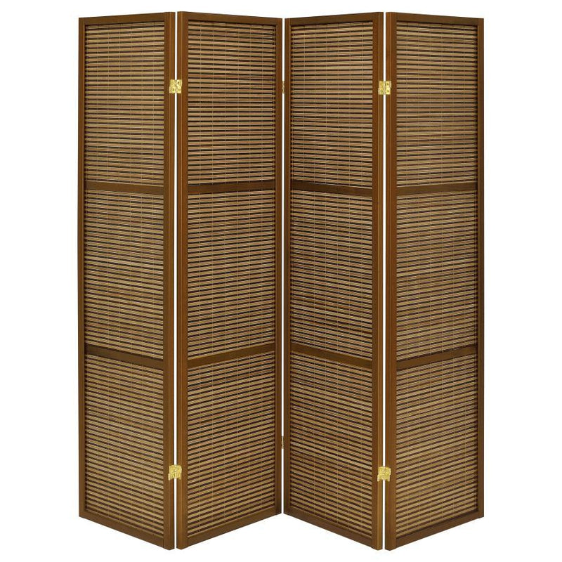 Browning - 4-Panel Bamboo Room Divider Folding Screen - Walnut - JaxCo Furniture
