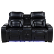 Zuma - Faux Leather Dual Power Reclining LED Loveseat - Black - JaxCo Furniture