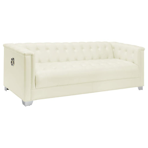 Chaviano - Upholstered Track Arm Sofa - Pearl White - JaxCo Furniture