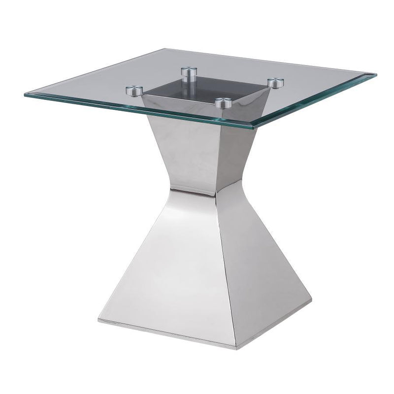 Jenny - Glass Top Stainless Steel Table - JaxCo Furniture