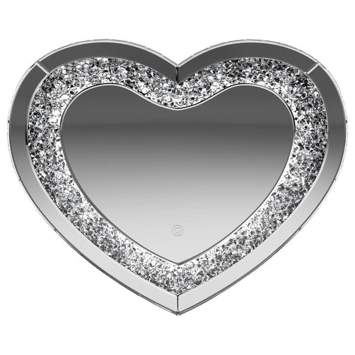 Aiko - Heart Shaped LED Light Wall Mirror - Silver - JaxCo Furniture