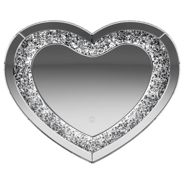 Aiko - Heart Shaped LED Light Wall Mirror - Silver - JaxCo Furniture