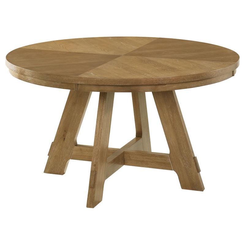 Danvers - Round Wood Dining Table - Brown Oak - JaxCo Furniture