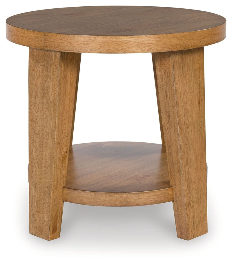 Kristiland - Light Brown - Round End Table - JaxCo Furniture