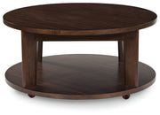 Korestone 2 - Dark Brown - Round Cocktail Table - JaxCo Furniture