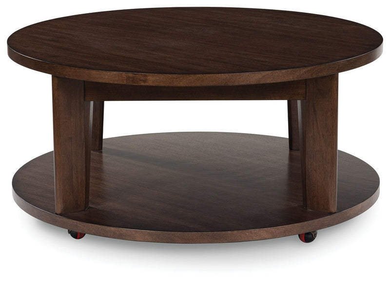 Korestone 2 - Dark Brown - Round Cocktail Table - JaxCo Furniture