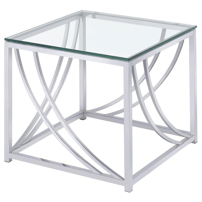 Lille - Square Glass Top Side End Table - Chrome - JaxCo Furniture