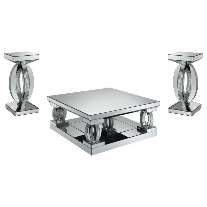 Amalia - Mirrored Coffee Table Set - JaxCo Furniture