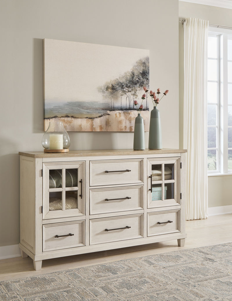 Shaybrock - Antique White / Brown - Dresser - JaxCo Furniture