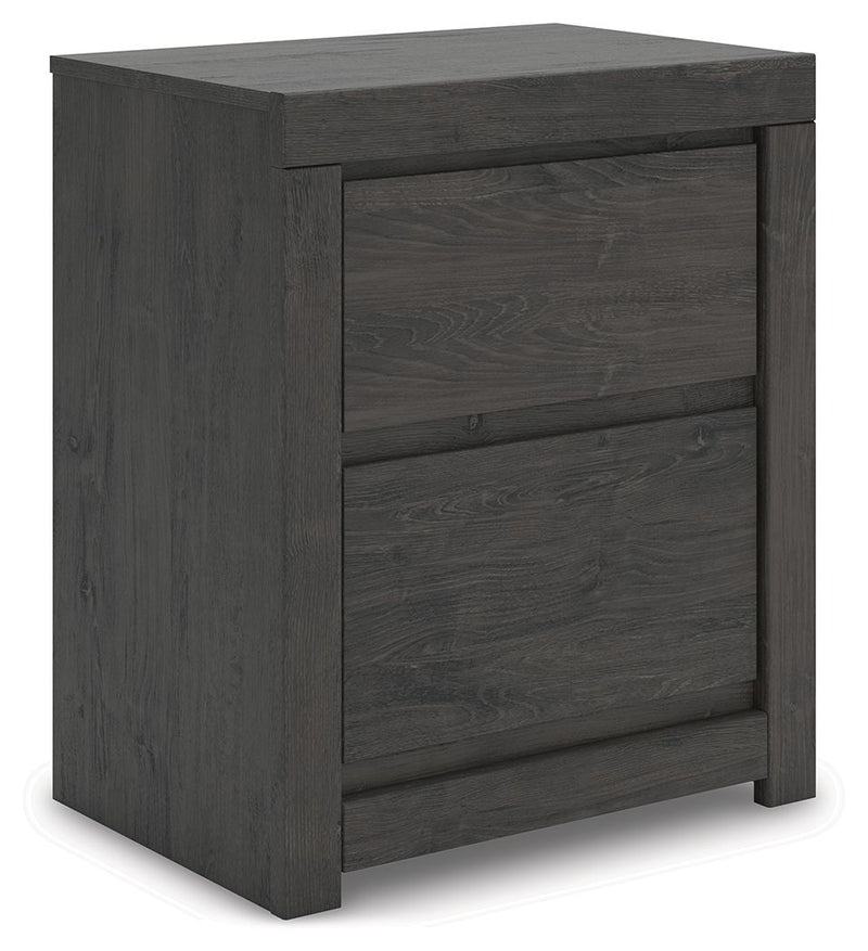 Fraluna - Charcoal - Two Drawer Night Stand - JaxCo Furniture