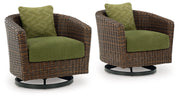 Horizon Hall - Brown / Green - Swivel Lounge With Cushion - JaxCo Furniture