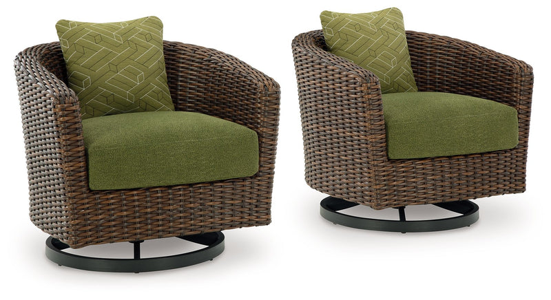 Horizon Hall - Brown / Green - Swivel Lounge With Cushion - JaxCo Furniture