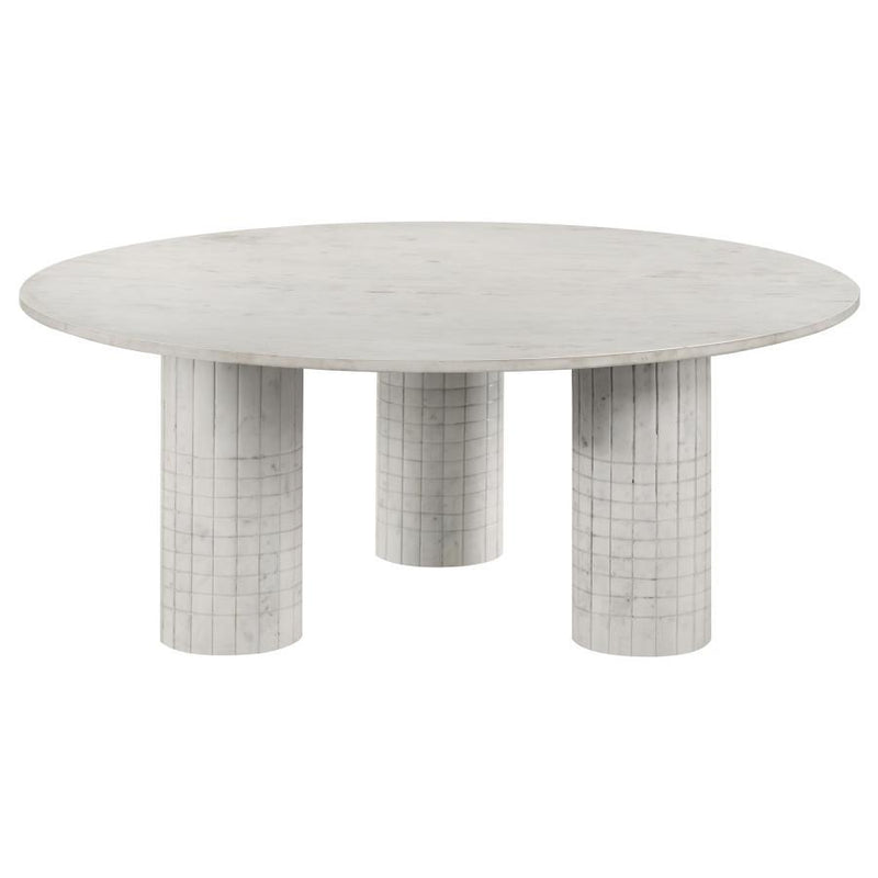 Astoria - Round Genuine Marble Coffee Table - White - JaxCo Furniture