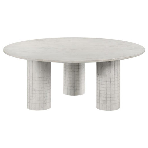 Astoria - Round Genuine Marble Coffee Table - White - JaxCo Furniture
