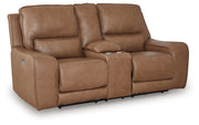 DeepWakes - Caramel - Power Reclining Loveseat / Console / Adjustable Headrest - JaxCo Furniture