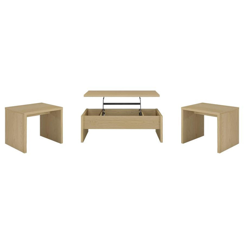 Canoga - Lift Top Cocktail Coffee Table Set - Light Oak - JaxCo Furniture